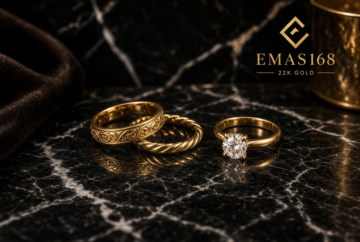 Sepasang cincin kawin emas 18K EMAS168